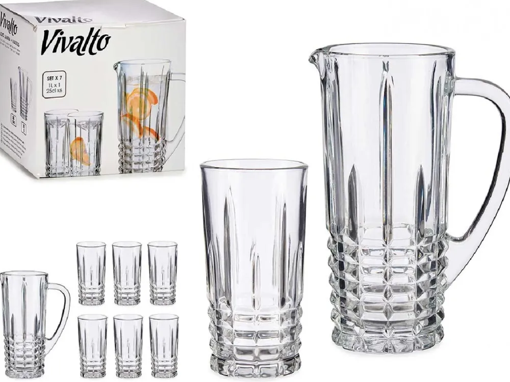 Zestaw 7 el szklanki 6x 250 ml dzbanek 1L * VIVALTO