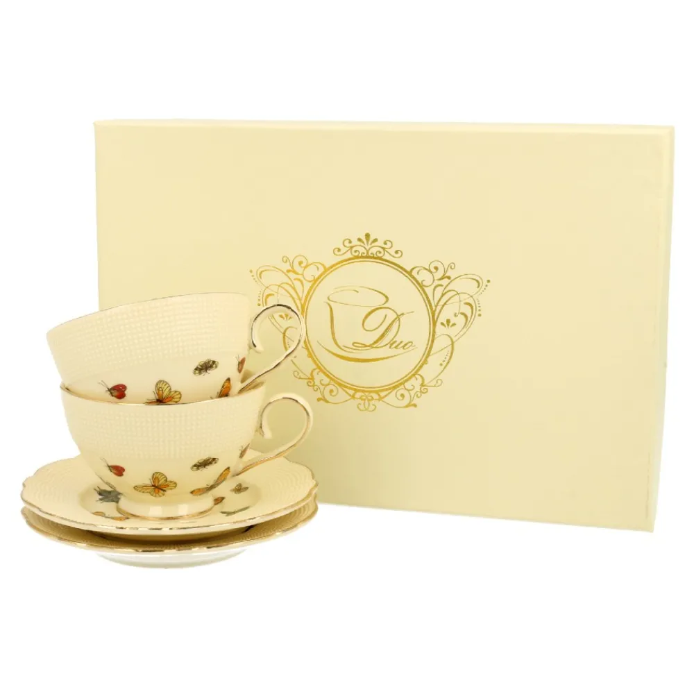Zestaw 2 filiżanek do espresso Ecru Motylki 125 ml * Duo Outlet