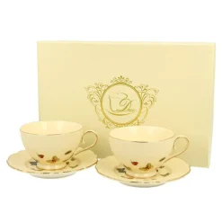 Zestaw 2 filiżanek do espresso Ecru Motylki 125 ml * Duo Outlet