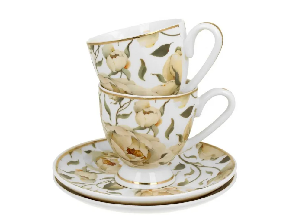 Zestaw 2 filiżanek espresso English Roses White 90 ml * Duo Outlet