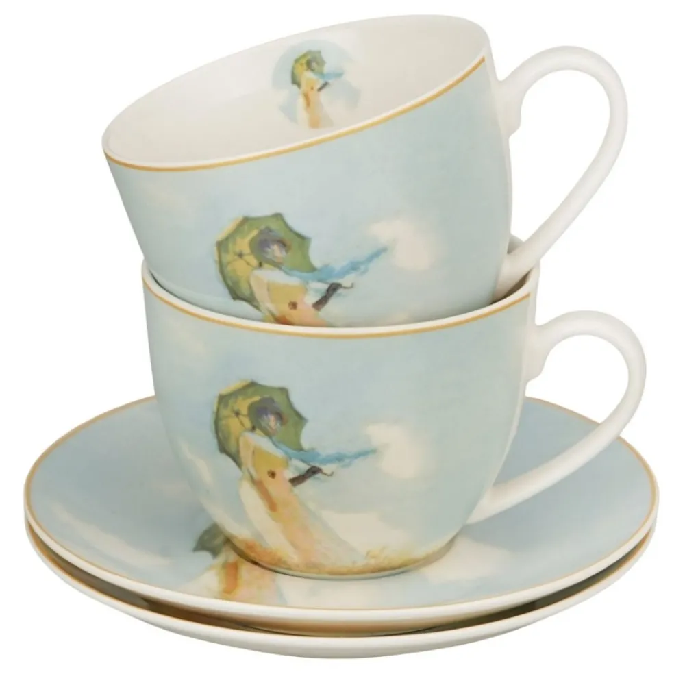 Zestaw 2 filiżanek ze spodkami Monet Woman With Parasol 270 ml * Duo Clearance