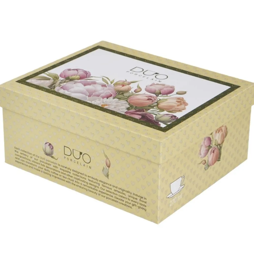 Zestaw 2 filiżanek ze spodkami Piwonie 270 ml * Duo Hot