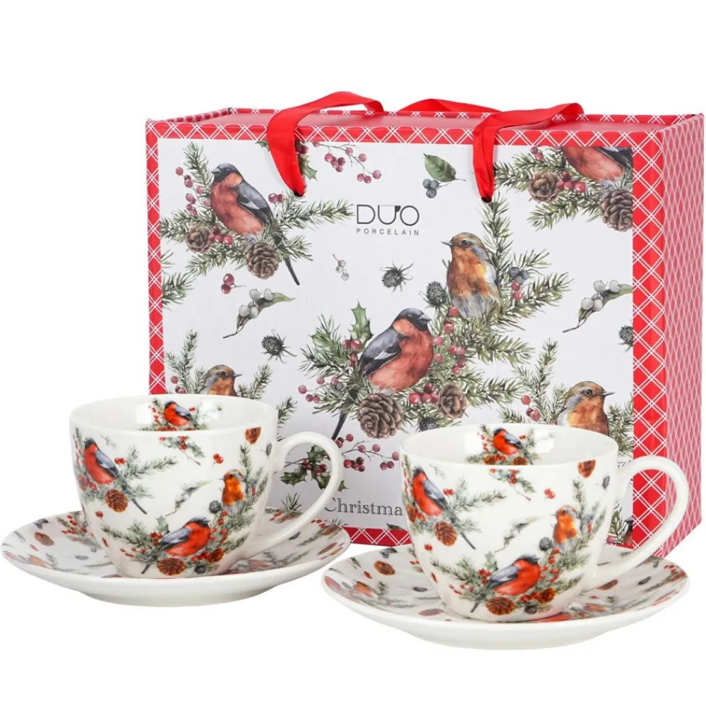 Zestaw filiżanek ze spodkami 2 sztuki CHRISTMAS BIRDS 1 250 ml * Duo Online