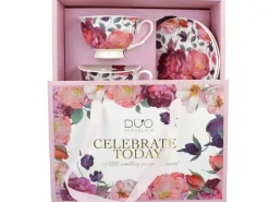 Zestaw 2 filiżanek ze spodkami SPRING ROSES WHITE 2x250 ml * Duo Hot