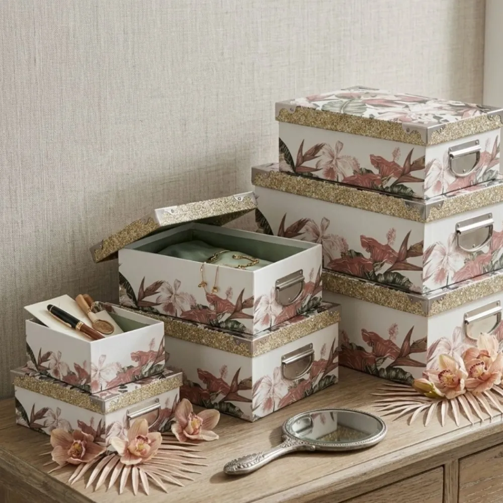 Zestaw 6 kartonowych pudełek Lady Jungle białe * 5five Simply Smart Discount