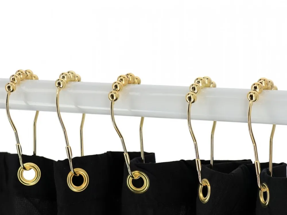 Zestaw kółek z rolkami do zasłony prysznicowej 12 szt złote * TENDANCE Discount
