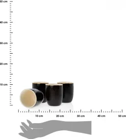 Zestaw 4 kubków z łyżeczkami Kendi Black * HowHomely Sale