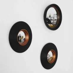 Zestaw 3 luster ściennych Vinyl czarno-złote * HowHomely Online