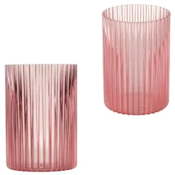 Zestaw 3 nowoczesnych wazonów RIBS transparentny różowy * HowHomely New
