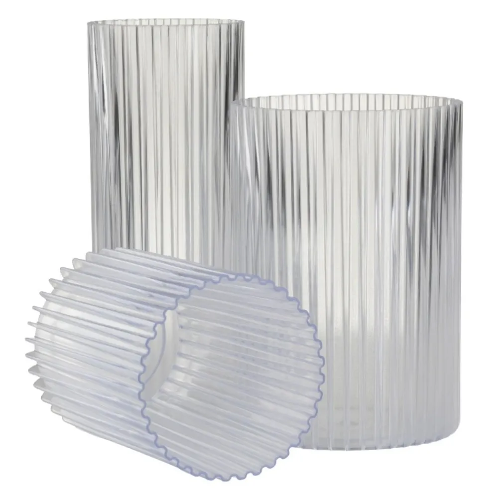 Zestaw 3 nowoczesnych wazonów RIBS transparentny bezbarwny * HowHomely Outlet