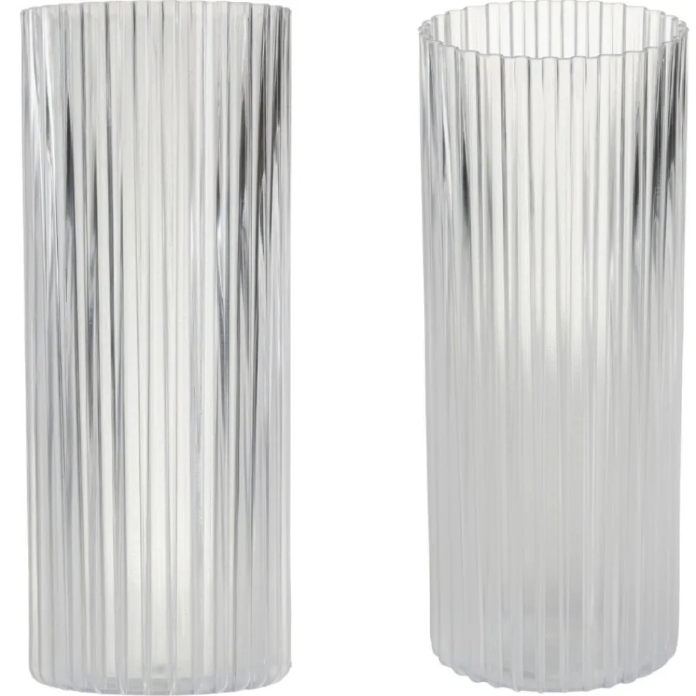 Zestaw 3 nowoczesnych wazonów RIBS transparentny bezbarwny * HowHomely Outlet