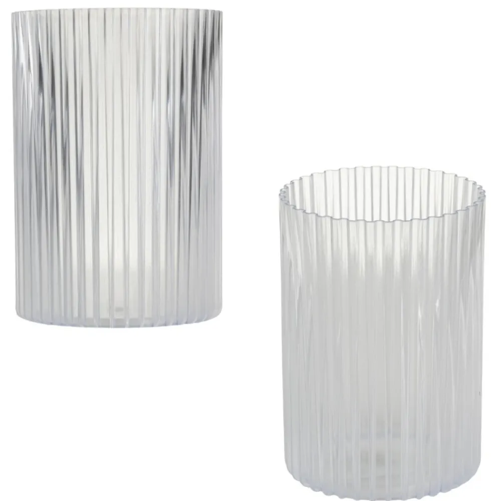 Zestaw 3 nowoczesnych wazonów RIBS transparentny bezbarwny * HowHomely Outlet