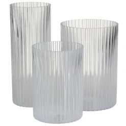Zestaw 3 nowoczesnych wazonów RIBS transparentny bezbarwny * HowHomely Outlet