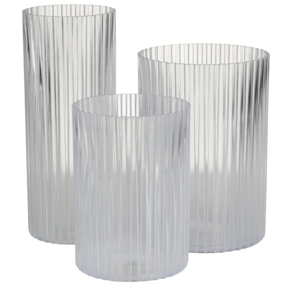 Zestaw 3 nowoczesnych wazonów RIBS transparentny bezbarwny * HowHomely Outlet