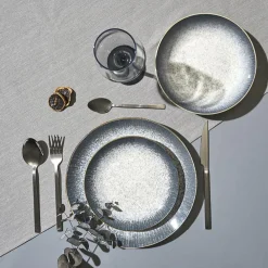 Zestaw obiadowy ceramiczny 12 el. AURA szary * Online