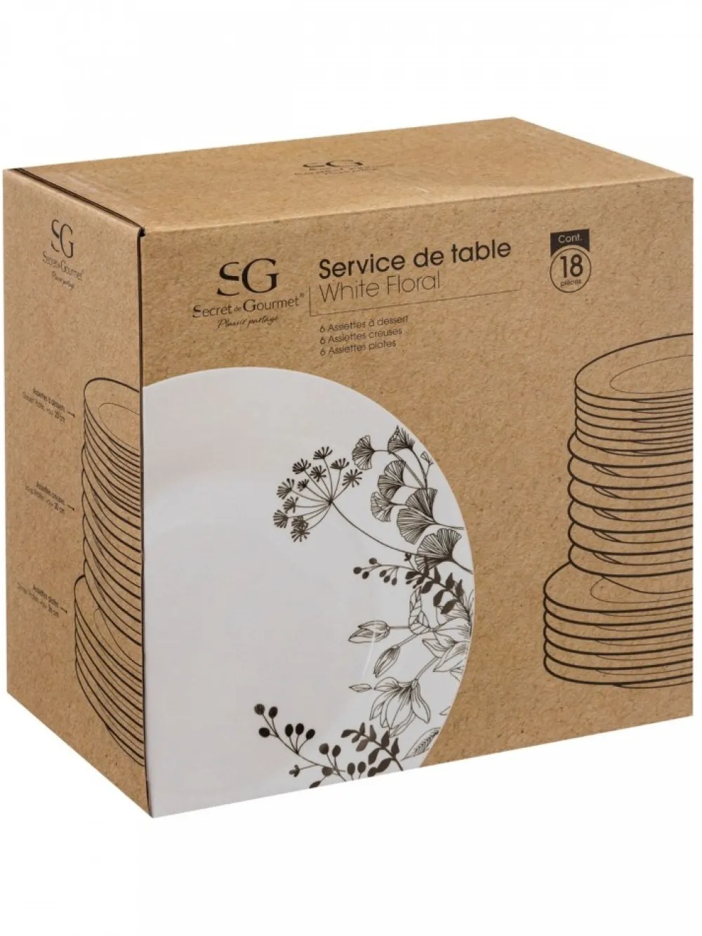 Zestaw obiadowy dla 6 osób White Floral * Secret de Gourmet Hot