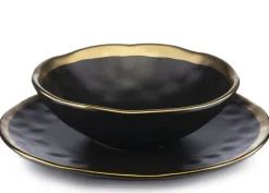 Zestaw ośmiu talerzy LISSA BLACK GOLD * HowHomely Discount