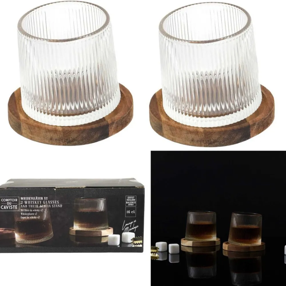 Zestaw 2 szklanek do whisky DUO akacja * HowHomely Sale