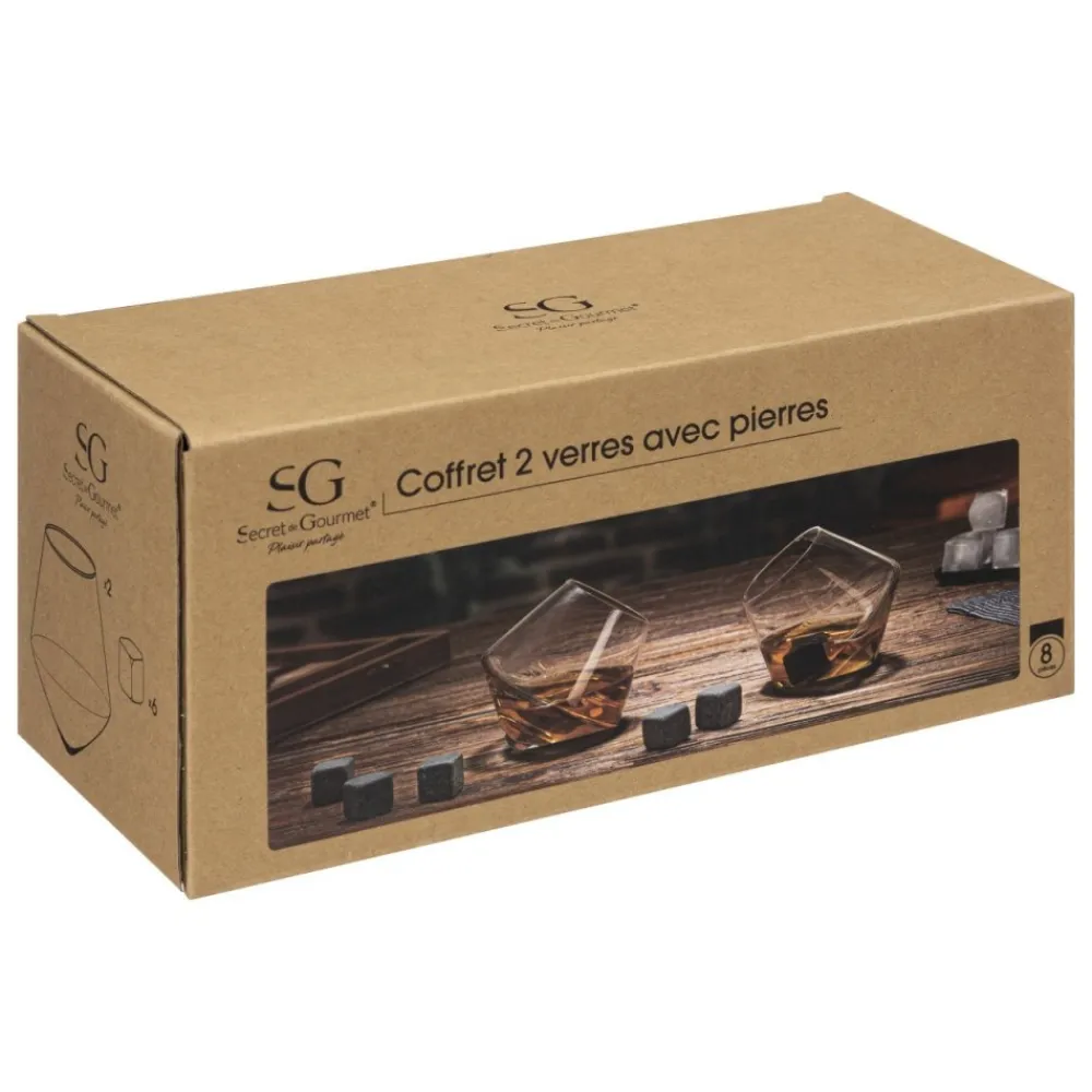Zestaw 2 szklanek do whisky z kostkami * Secret de Gourmet