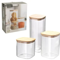 Zestaw 3 szklanych słoików do przechowywania * Excellent Houseware Hot
