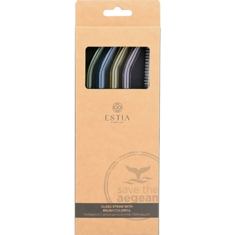 Zestaw 4 szklanych słomek Colorful * Estia