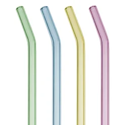 Zestaw 4 szklanych słomek Colorful * Estia