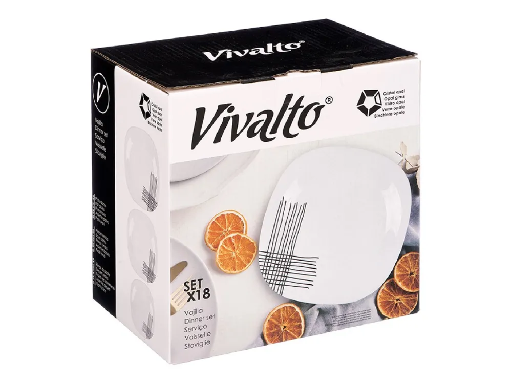 Zestaw talerzy obiadowych biały 18 szt 28/23/21,5 cm * VIVALTO