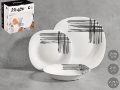 Zestaw talerzy obiadowych biały 18 szt 28/23/21,5 cm * VIVALTO