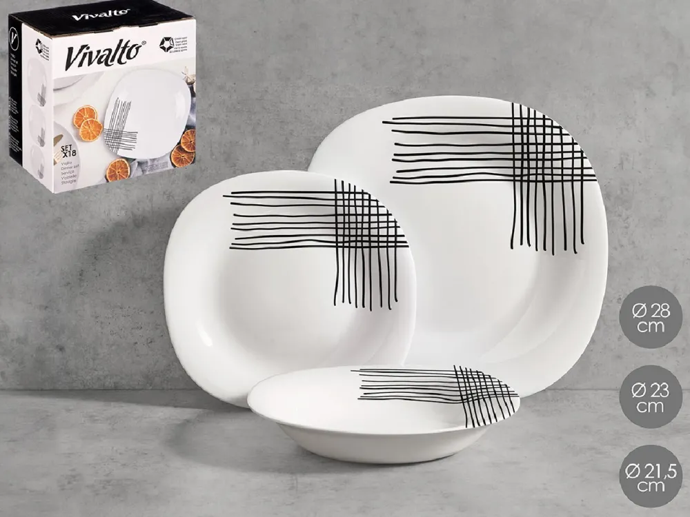 Zestaw talerzy obiadowych biały 18 szt 28/23/21,5 cm * VIVALTO