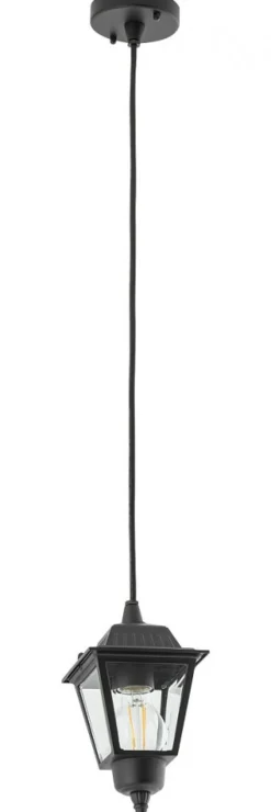 Zewnętrzna Lampa Wisząca ANA Czarny Szklany Klosz 1xE27 13cm IP44