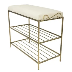 Złota półka na buty z pufą wzór Esy 60 cm