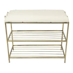 Złota półka na buty z pufą wzór Esy 60 cm