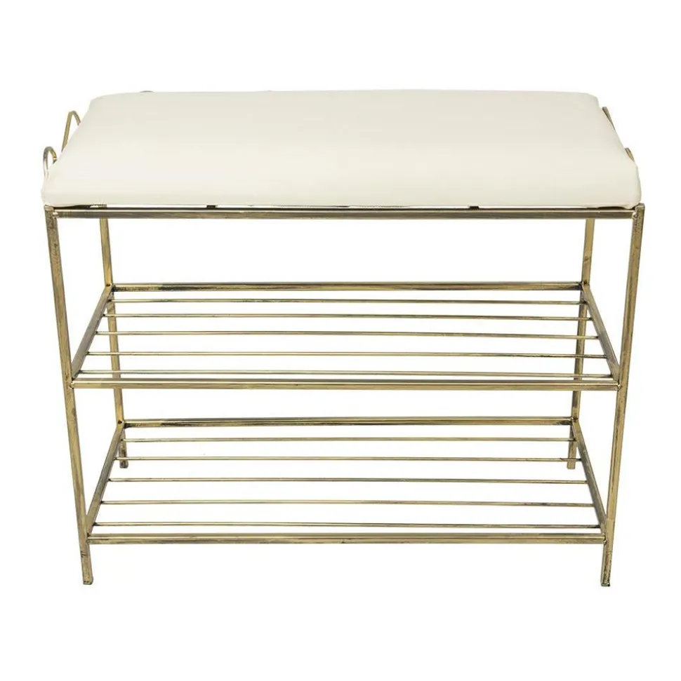 Złota półka na buty z pufą wzór Esy 60 cm